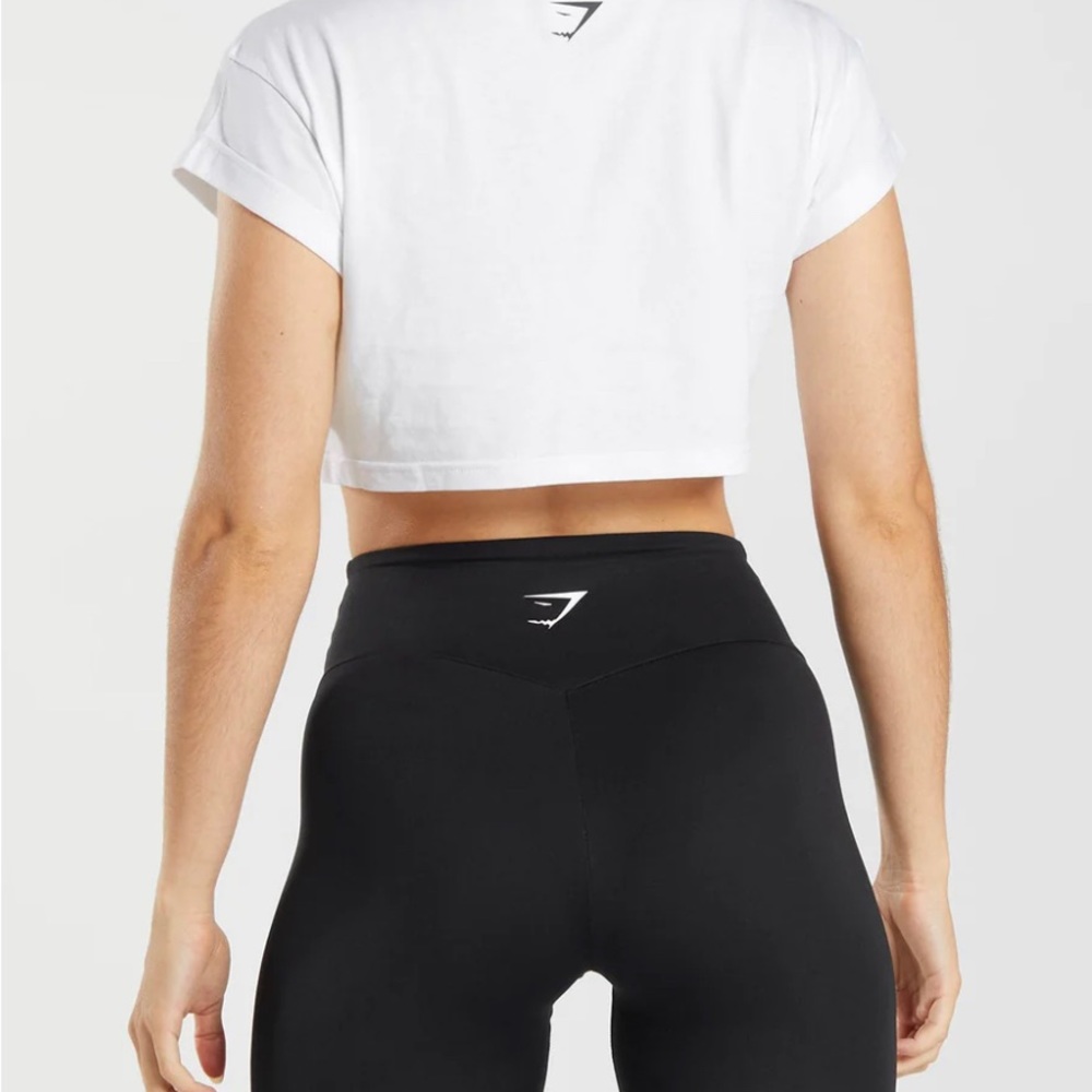 Womens Gymshark Fraction Crop Top - White